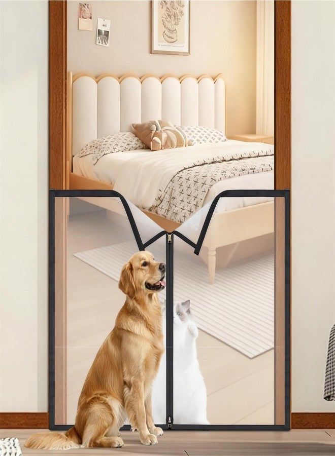 BrightRow 32" H x 44" W Dog Screen Mesh Gate Portable Puppy Safety Fence No Drilling Dog Gates Indoor Outdoor Pet Safety Guard Essentials for Stairs Doorways Deck Porch Hallways Patio - Image 1